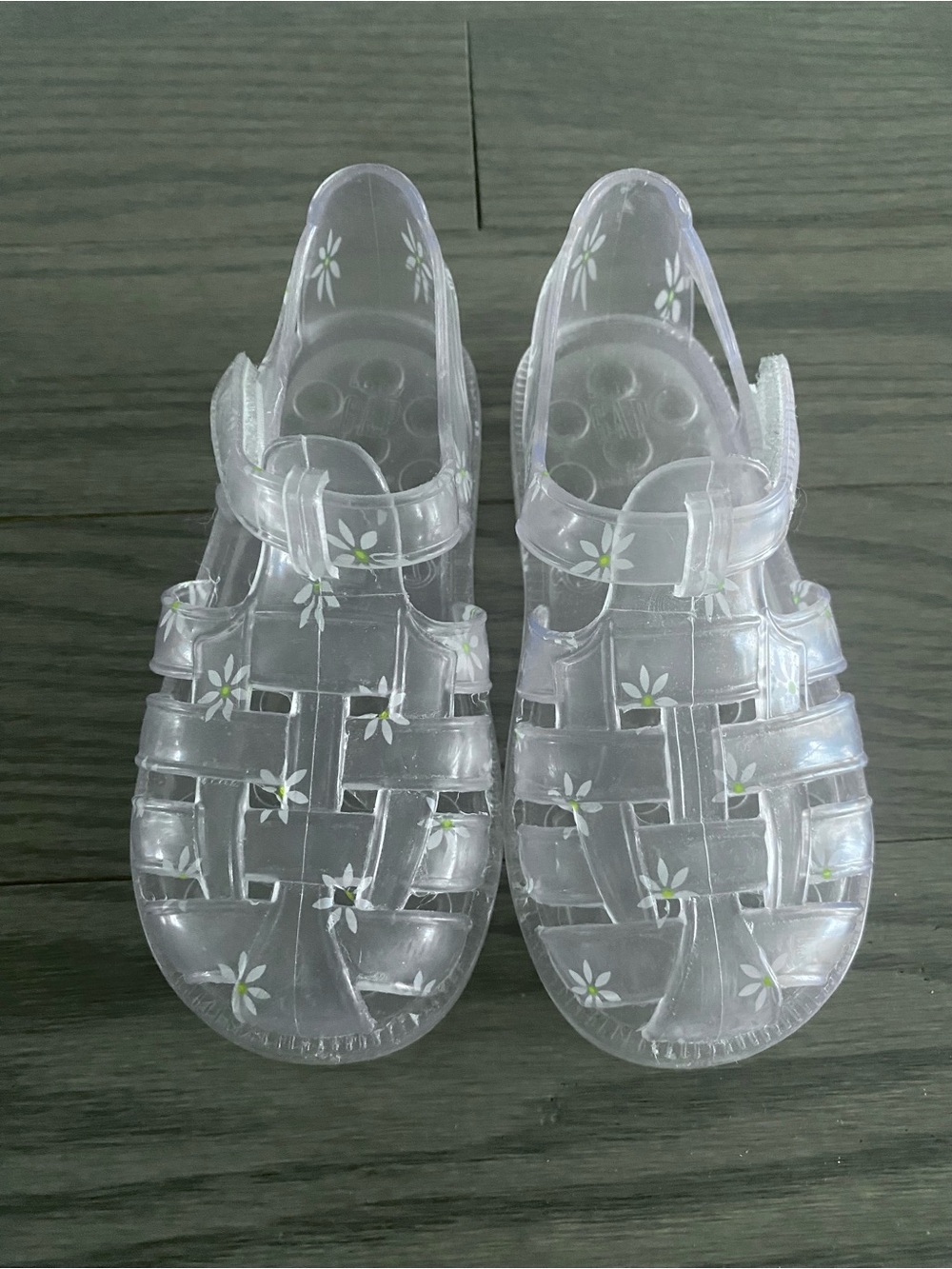 Toddler Girls GAP Clear Jelly Sandals with White Daisy Print